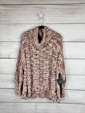 Absolutely Famous Plus Size Pink Chunky Knit Cowl High Neck Sweater Size 3X